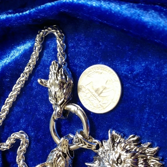 Wolf head Stainless Steel Pendant Flexible 24" Necklace Chain Unisex Gothic - Picture 12 of 15